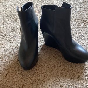 Black wedge booties
